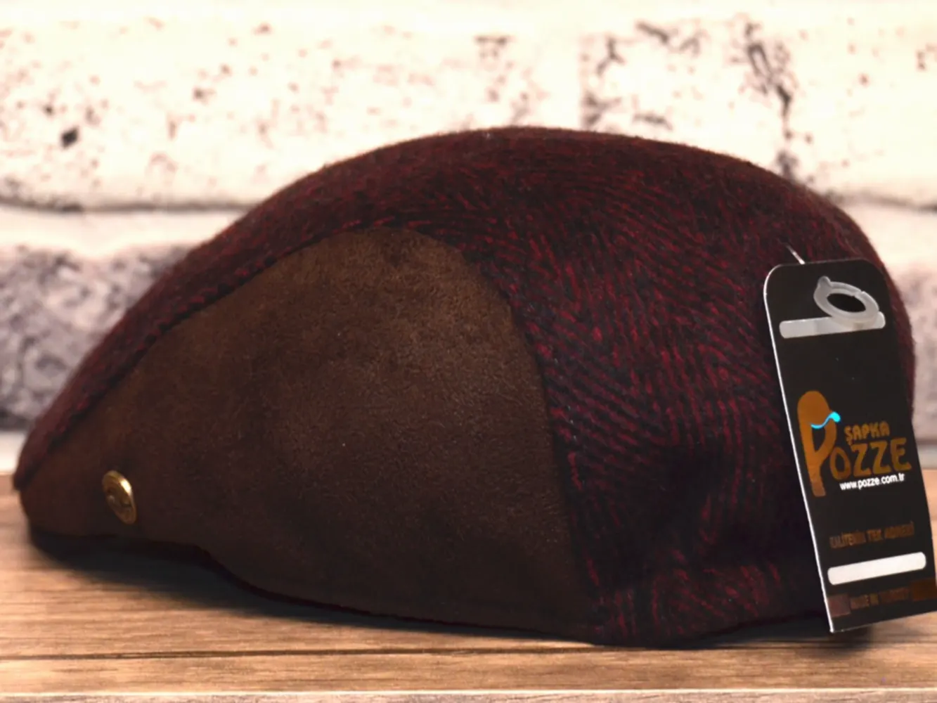 Pozze Kaşmir Süetli Spor Kasket Bordo