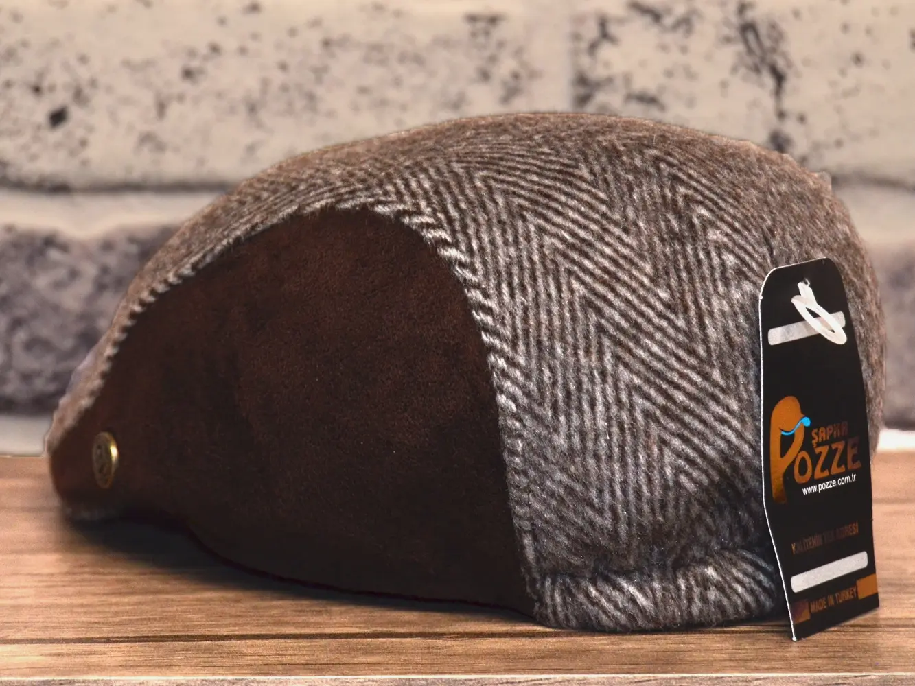 Pozze Kaşmir Süetli Spor Kasket Kahverengi