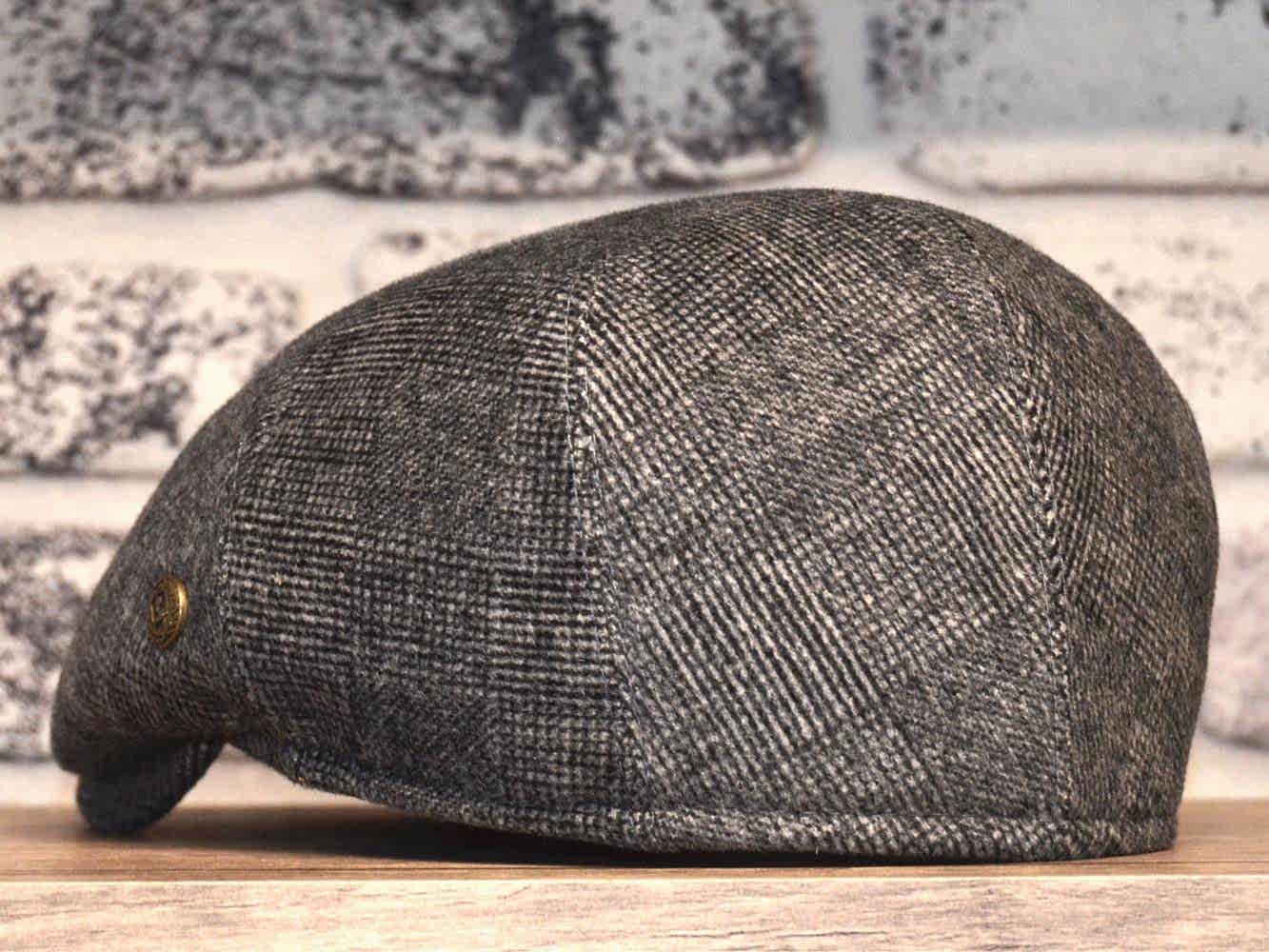 Pozze Yün Ekose Twit London Kasket Gri