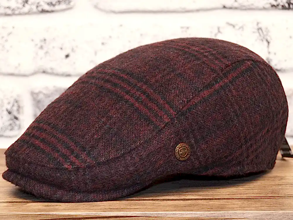 Pozze Kerem Kışlık  Ekoseli Spor Kasket Bordo