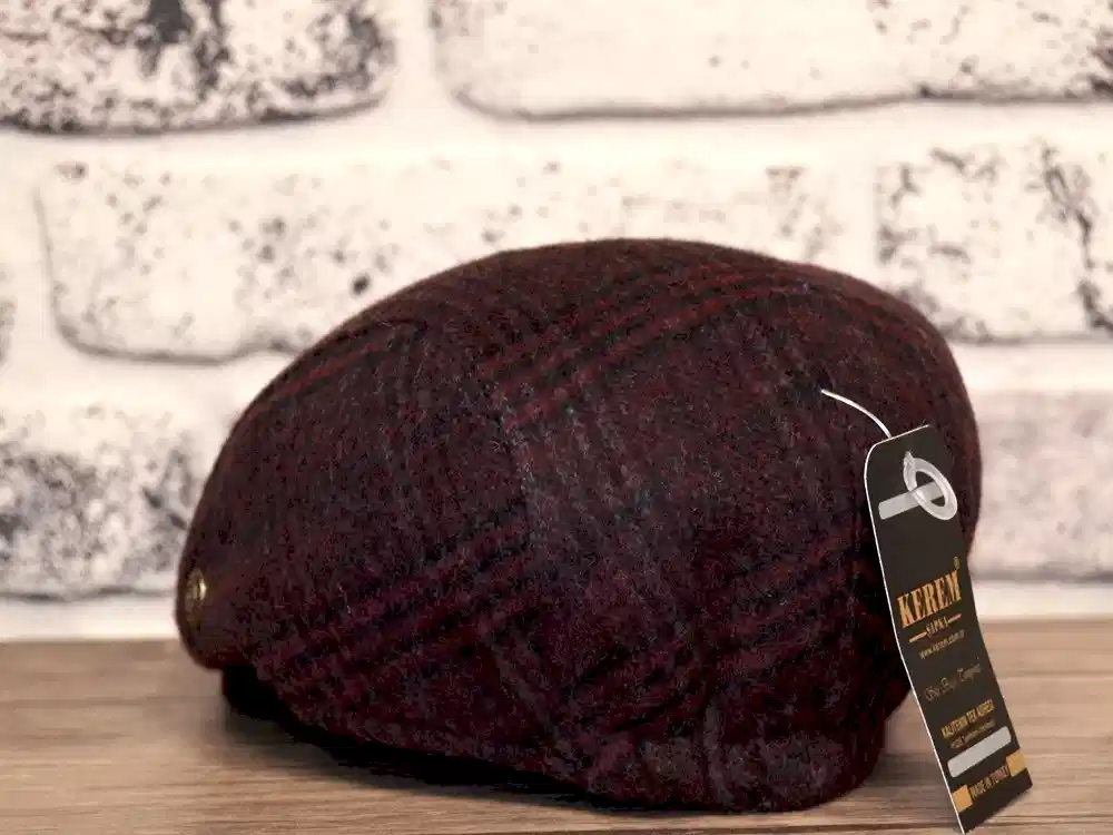 Pozze Kerem Kışlık  Ekoseli Spor Kasket Bordo