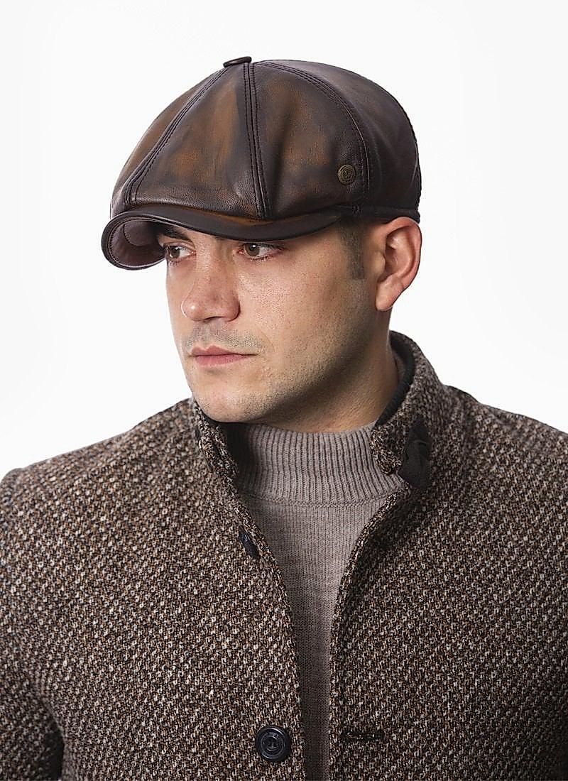 Pozze Özel Üretim İngiliz Model Deri Kasket