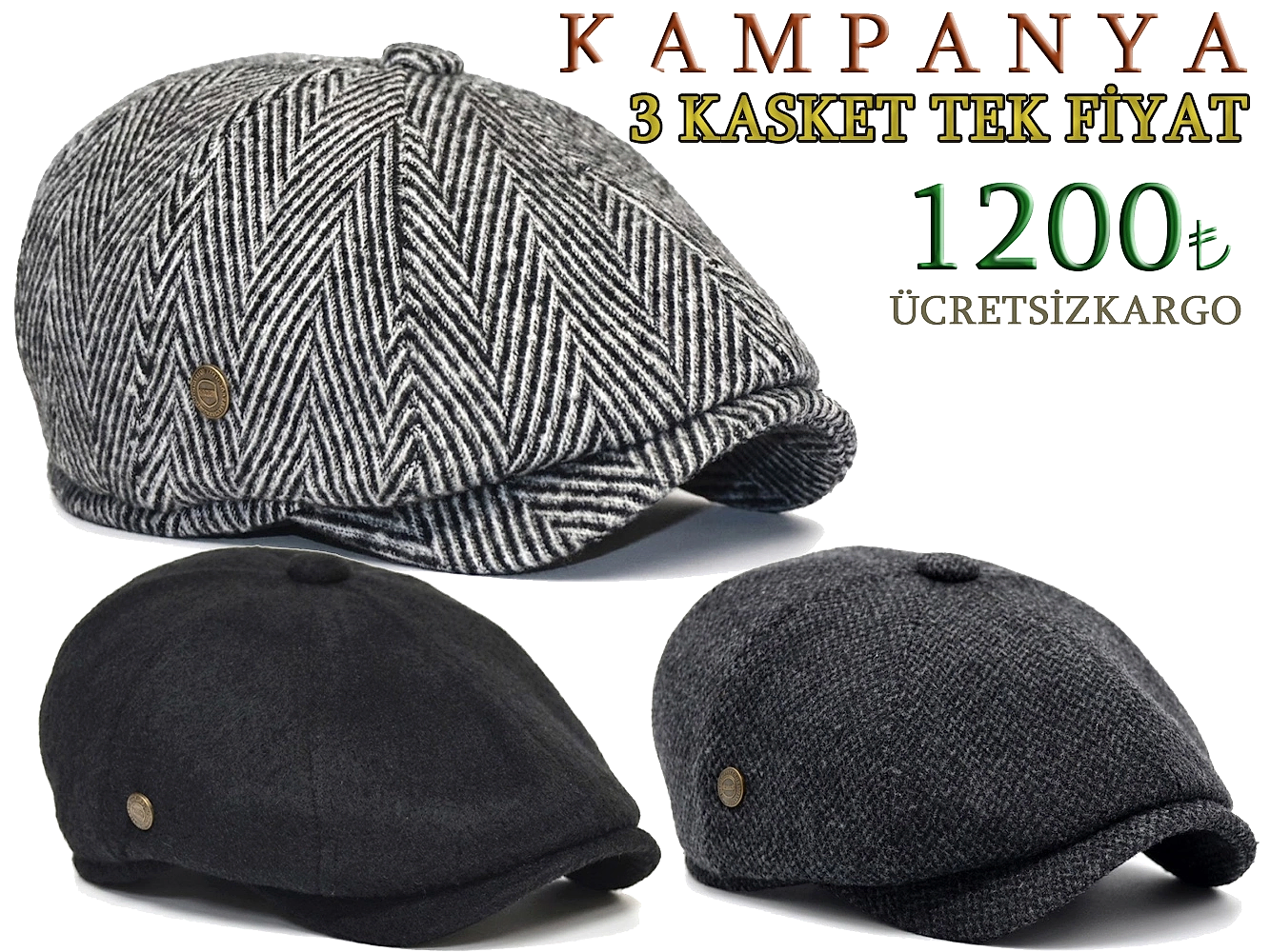 3 KASKET İNGİLİZ KASKET TEK FİYAT