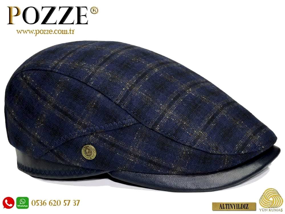 Lacivert Renk Altınyıldız İtaly Yün Erkek Kasket Şapka
