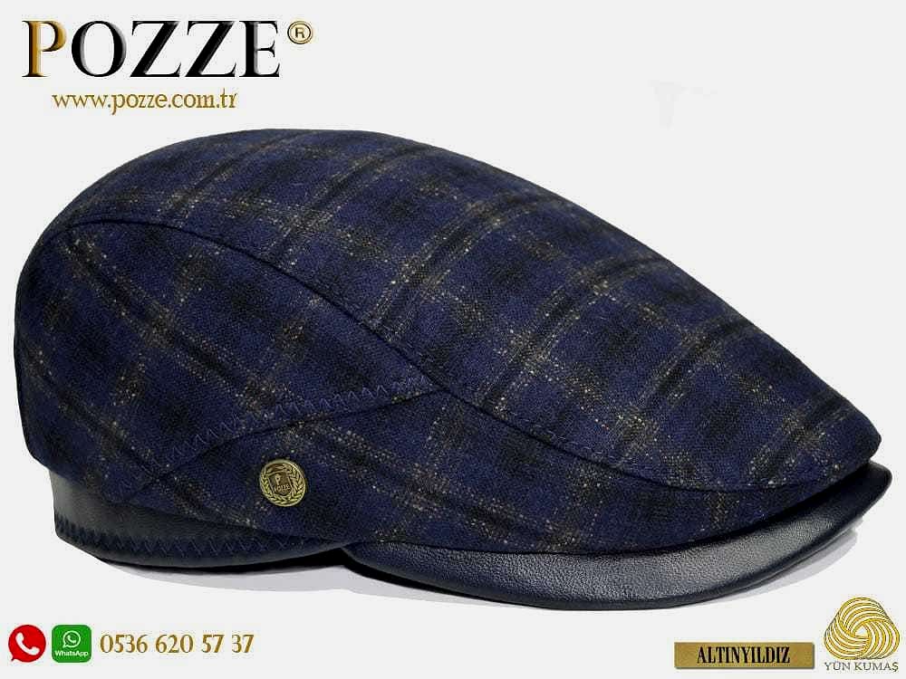 Lacivert Renk Altınyıldız İtaly Yün Erkek Kasket Şapka