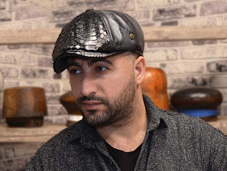 Gri Yılan Derisi Detaylı Kışlık İngiliz Erkek Kasket Şapka