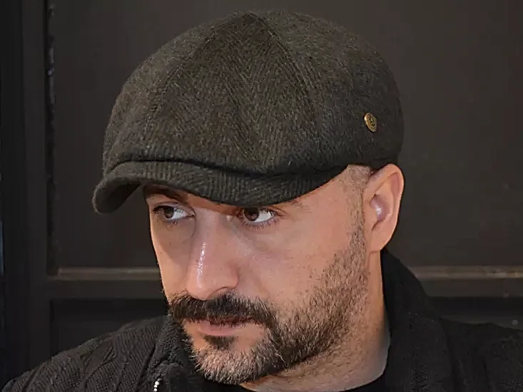 KAŞMİR 6 PARÇALI KIŞLIK İNGİLİZ KASKET ŞAPKA HAKİ 