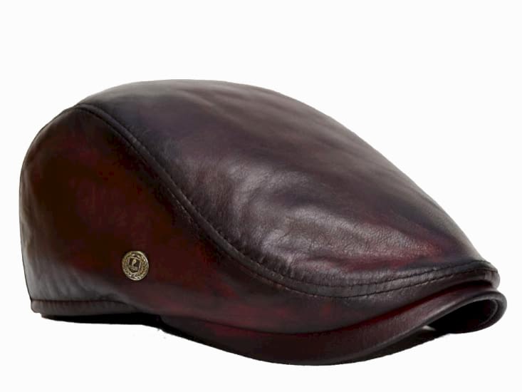 Bordo Renk Deri Erkek Spor Kasket Şapka