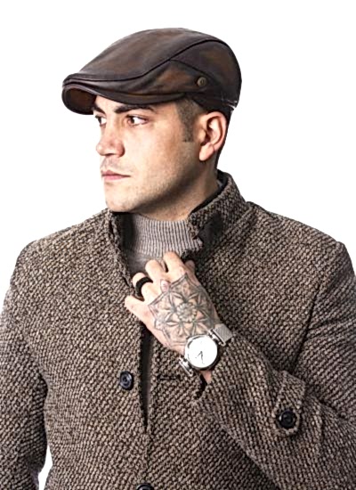 Kahverengi İtaly Kasket Deri Şapka