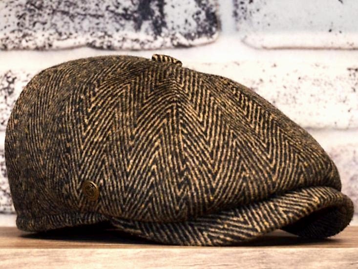 Pozze Kaşmir Yün İngiliz Kasket Şapka Kamel