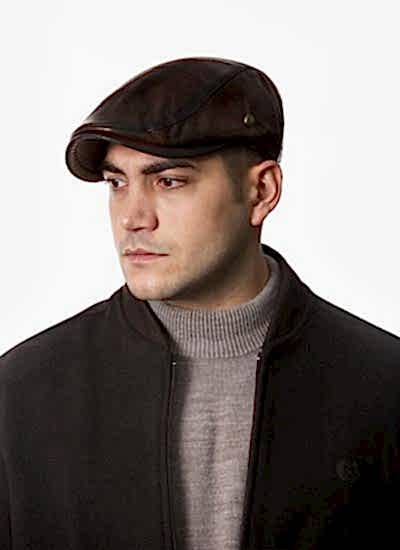 Kahverengi Deri Kışlık Erkek Spor Kasket Şapka