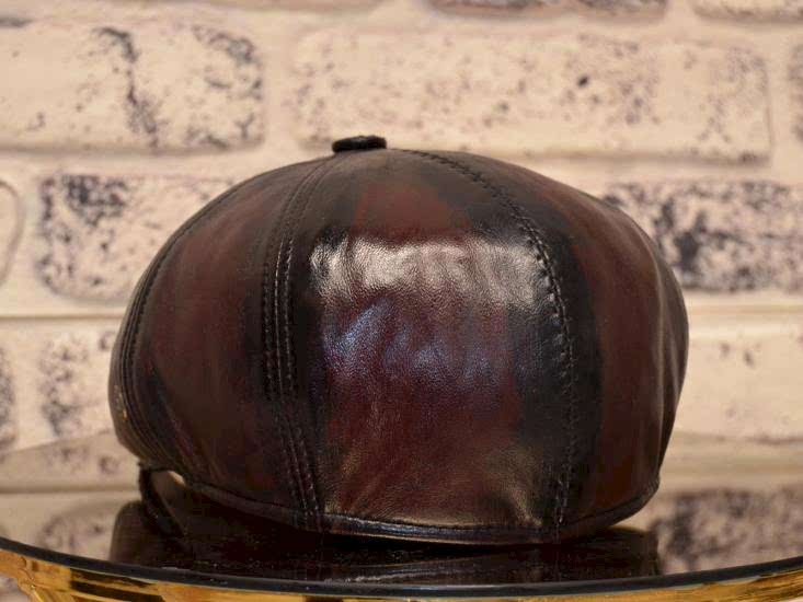 Bordo Renk Yılan Detaylı Deri İngiliz Erkek Kasket Şapka