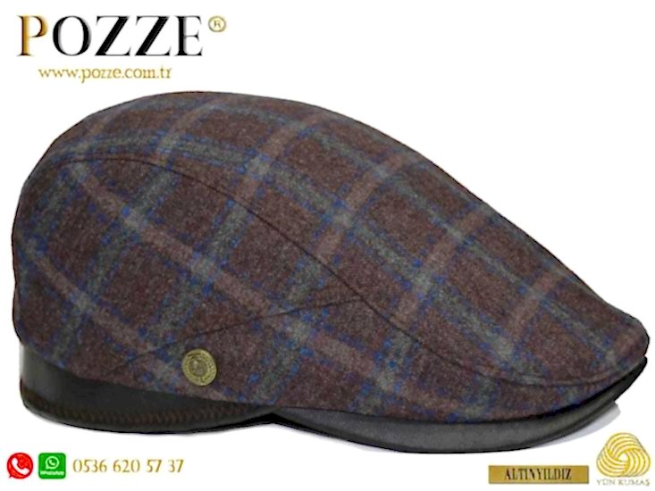 Deri Detaylı Yünlü İtaly Kasket