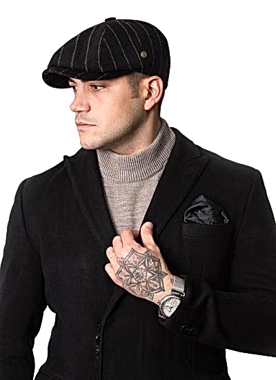 Pozze Çizgili Kaşmir Kumaş Erkek Kışlık İngiliz Kasket