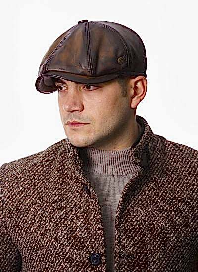 Pozze Özel Üretim İngiliz Model Deri Kasket