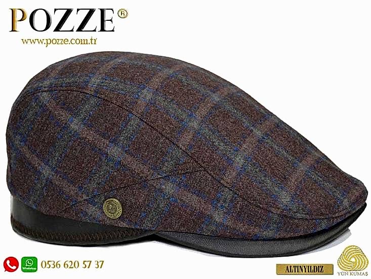 Bordo Altınyıldız Erkek Kasket Şapka Yün İtaly