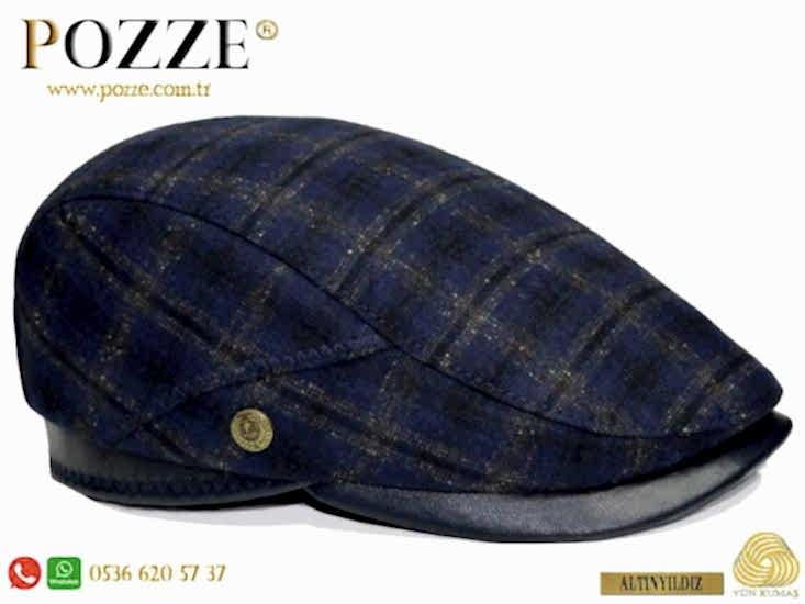 Lacivert Renk Altınyıldız İtaly Yün Erkek Kasket Şapka